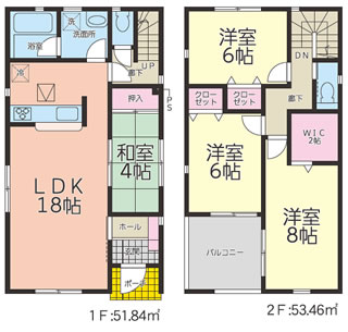 山形県鶴岡市切添町の新築住宅：4LDK：No.1akbry10541の間取り図