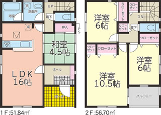 山形県鶴岡市切添町の新築住宅：4LDK：No.1akbry10542の間取り図